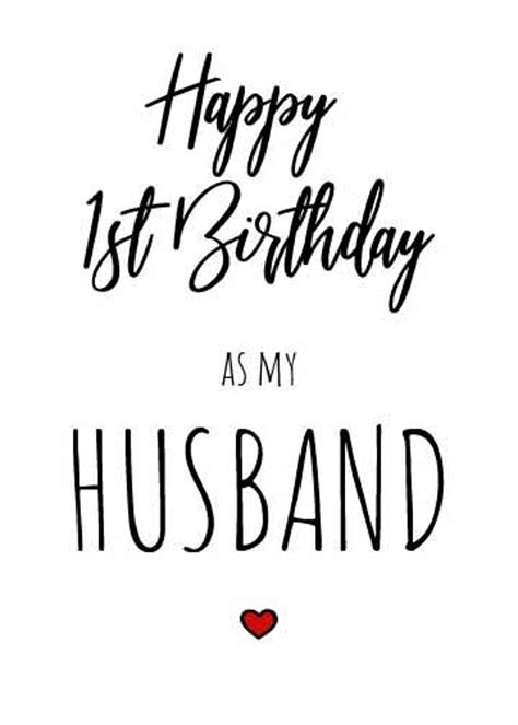 Printable Husband Birthday Card Happy 1st Birthday As My Etsy