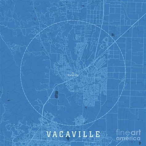 Vacaville Ca City Vector Road Map Blue Text Digital Art By Frank Ramspott