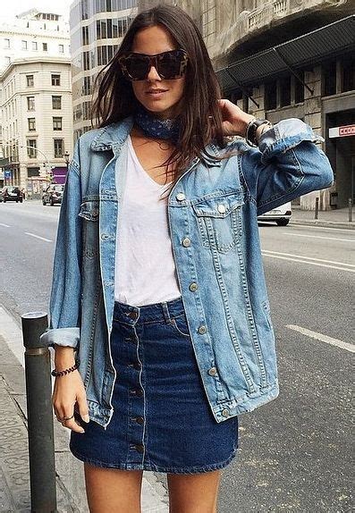 Jean Jacket And Skirt Outfit Oversized Denim Jackets Outfit Casual Wear Crop Top Denim