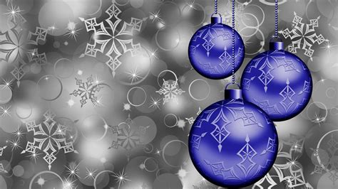 Artistic Blue Christmas Christmas Ornaments Silver Snowflake Sparkles