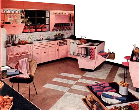 A Retro Pink Kitchen For You And Me Pink And Charcoal 1950s Click