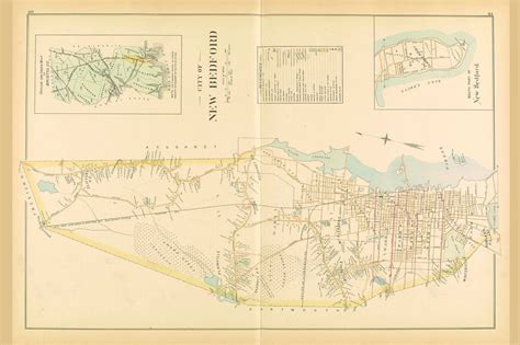 New Bedford City 1895 Old Town Map Reprint Bristol Co Etsy