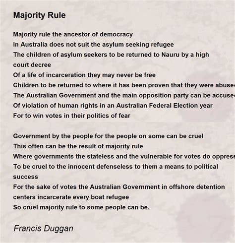 Majority Rule Majority Rule Poem By Francis Duggan