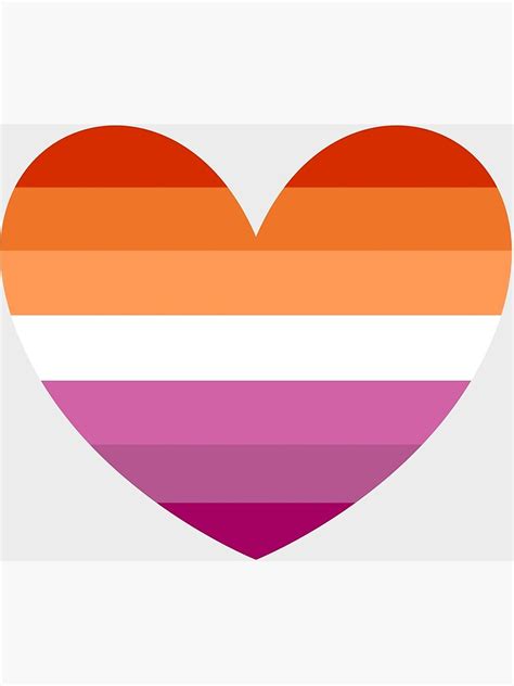 orange and pink lesbian flag 7 stripe version heart poster for sale by snowymoonowl redbubble