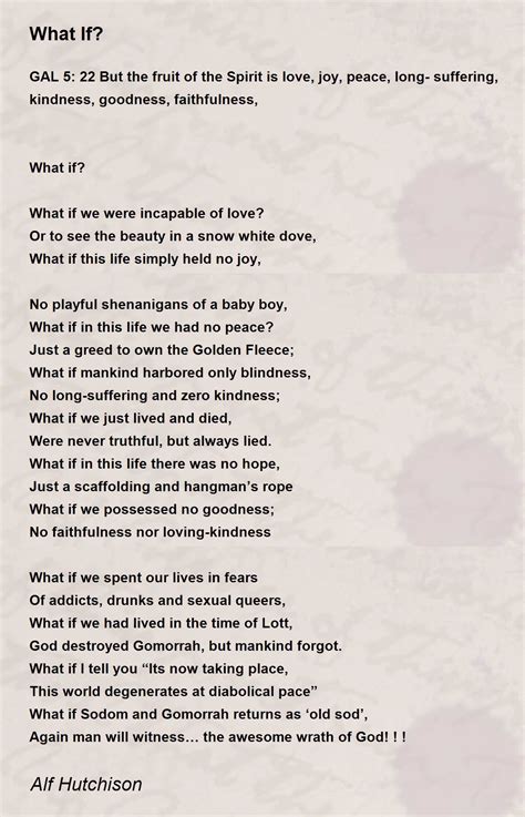 What If What If Poem By Alf Hutchison