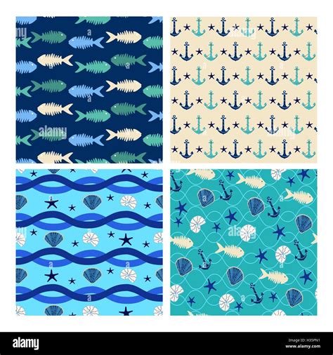 Background Blue Marine Seamless Patterns Stock Vector Image And Art Alamy