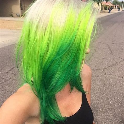 Blondegreen With Neon Green And Dark Green Tips Looking For Hair Extensions To Refresh Your
