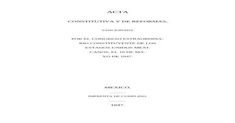 Constitutiva Y De Reformas Ordenjuridicogobmxconstitucion1847