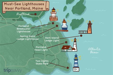 Portland Maine Lighthouse Map Map Of The World