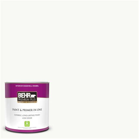 Ultra pure white eggshell enamel interior paint and primer in one brand: BEHR PREMIUM PLUS 1 qt. Ultra Pure White Eggshell Enamel ...