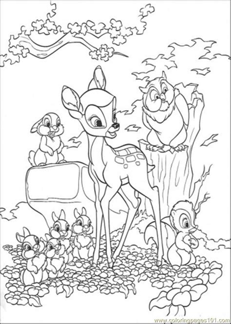 Flower coloring pages make the day bright and sunny for me. Bambi Owl Thumper And Flower Coloring Page - Free Bambi ...