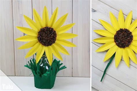 Entdecke rezepte, einrichtungsideen, stilinterpretationen und andere ideen zum ausprobieren. Sonnenblume basteln aus Papier | Vorlage zum Ausdrucken - Talu.de in 2020 | Sonnenblume basteln ...