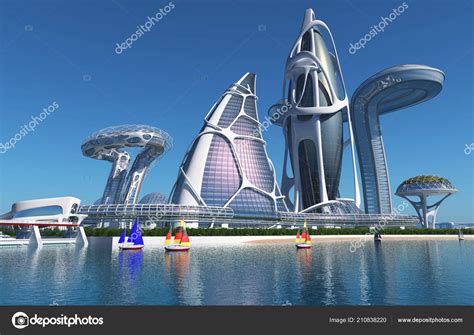Fantastic City Future Render Stock Photo By ©iurii 210838220