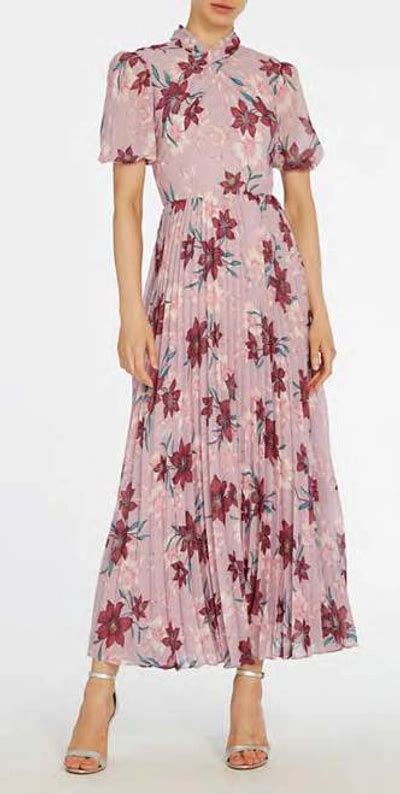 Ml Monique Lhuillier Short Sleeve Floral Printed Midi Dress Modesens