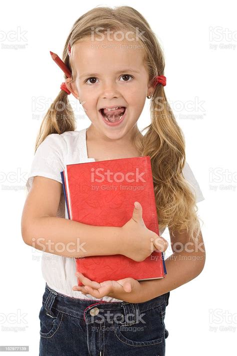 Little Preschool Girl Holding Books Stock Photo Download Image Now
