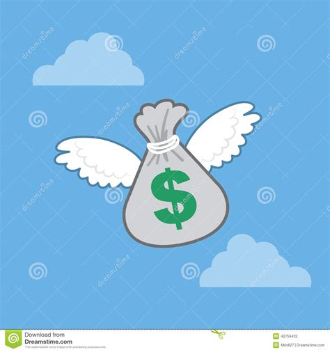 Money Bag Wings Stock Vector Illustration Of Float Lottery 42759432