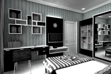 design kabinet dapur hitam putih interior rumah