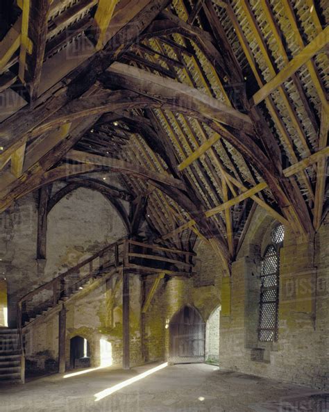 Interior View Of The Hall Stokesay Castle Shropshire Uk Stock