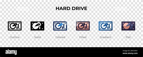 Hard Drive Icon In Different Style Hard Drive Vector Icons Designed In