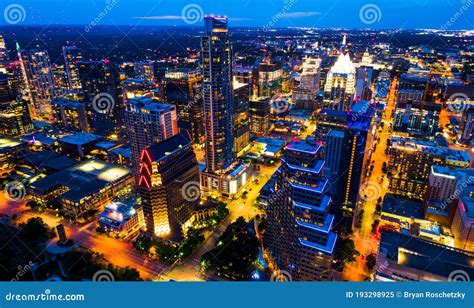 Amazing Blue Hour Night Scene Of The Austin Texas Downtown Skyline