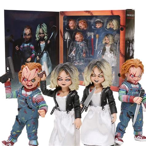 Neca Bride Of Chucky Ultimate Chucky Tiffany Action Figures Gets Lucky Toy Horror Halloween T