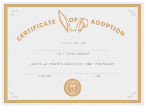 40 Real And Fake Adoption Certificate Templates Printable Throughout