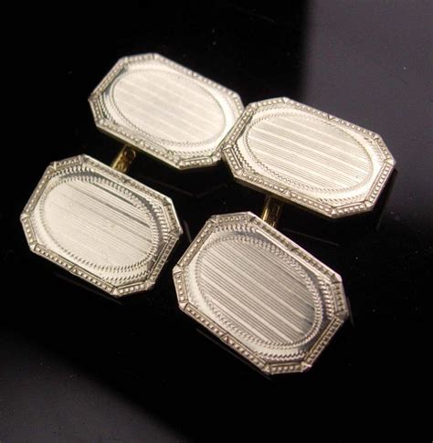 Antique Victorian Cufflinks 14 And 10kt White Gold Button Type Fine