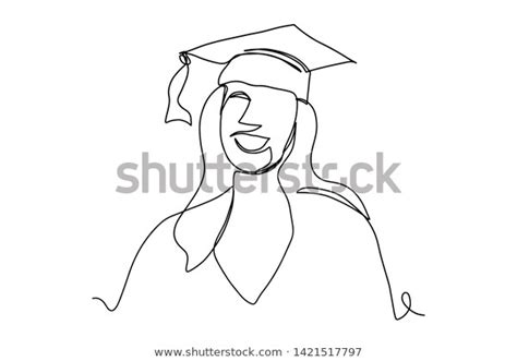 Vetor Stock De Continuous Line Drawing Graduation Students Card Livre