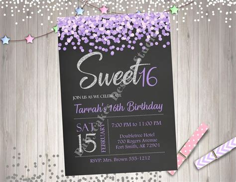 Sweet 16 Birthday Party Invitation Invite Digital Printable Etsy