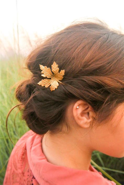 Leaf Hair Clip Gold Maple Leaf Hair Pins Maple Rustic Wedding Leaf