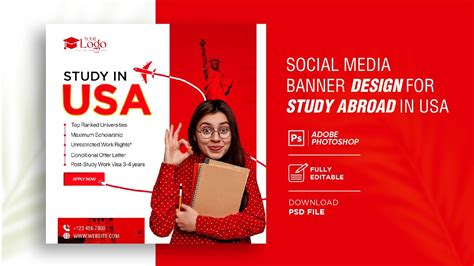 Make Trendy Social Media Post Design Study In Usa Abroad Study