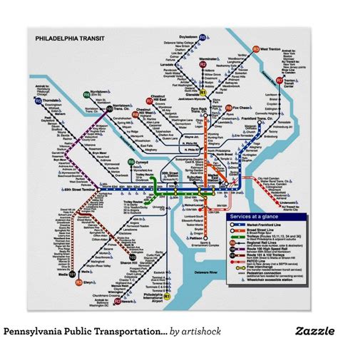Pennsylvania Public Transportation Transit Map Usa Poster T Idea