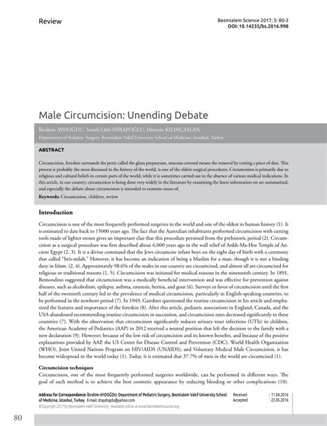 Pdf Male Circumcision Unending Debate