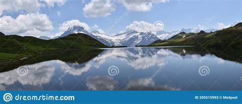 Panorama Over And Relflections In The Bach See First Switzerland Stock
