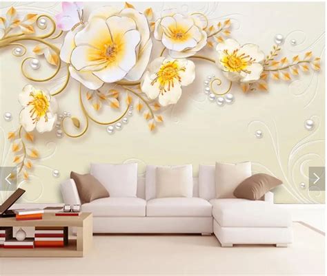 3d Embossed Yulan Magnolia Flower Pearl Murals Modern Wallpaper For