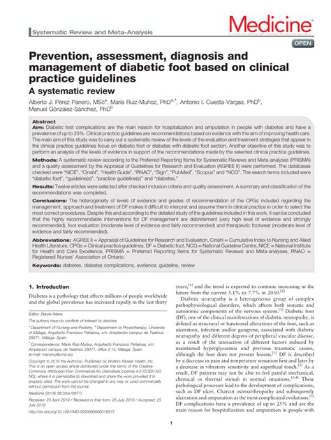 PDF Prevention Assessment Diagnosis And Management Of Diabetic Foot