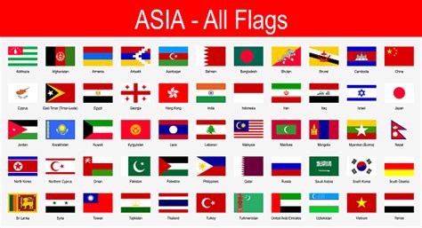 All Asian Flags Icon Set Vector Illustration Stock Illustration