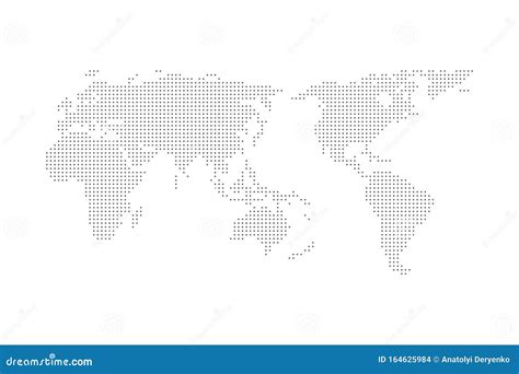 Grey Halftone Dotted World Map Vector Illustration Flat Design Asia In
