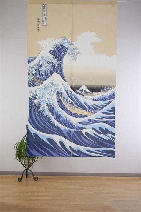 Denelchon Made In Japan Noren Curtain Tapestry Ukiyoe Hokusai The Great