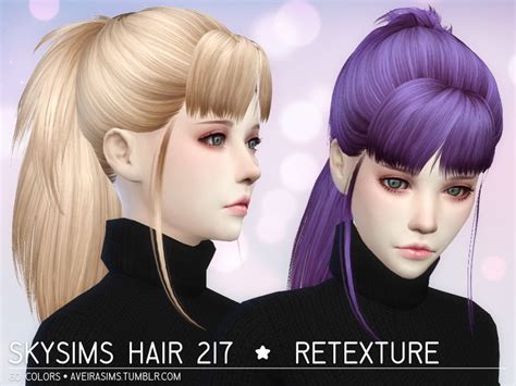 Sims 4 Hairs Aveira Sims 4 Skysims 217 Hair Retextured