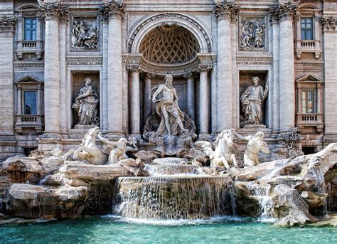 Trevi Fountain In Italy Sculpture Marble Trevi Fountain