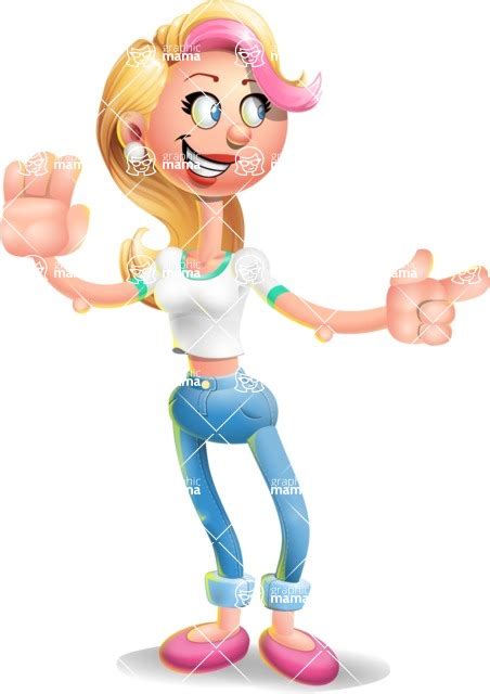 Cute Blonde Girl In Jeans Cartoon Vector 3d Character Direct