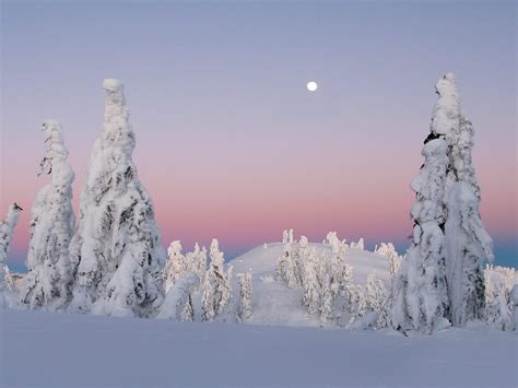 Silhouette of steel ridge wallpaper, blue and pink sky painting. 10 winter landscapes - Cute wallpapers