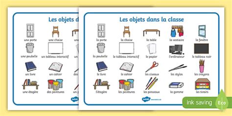 What Are The French Words For Objects In A Classroom