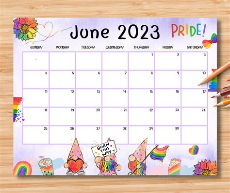 Editable June 2023 Calendar Lgbt Pride Month Planner With Rainbow