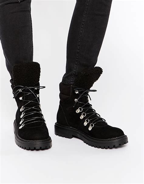 lyst asos allycat hiker boots in black