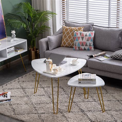 Simple Living Room End Table Set Nesting Coffee Tables Set Of 2