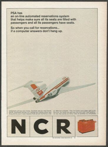 Ncr 315 Computer Used By Pacific Southwest Airlines 1965 Vintage