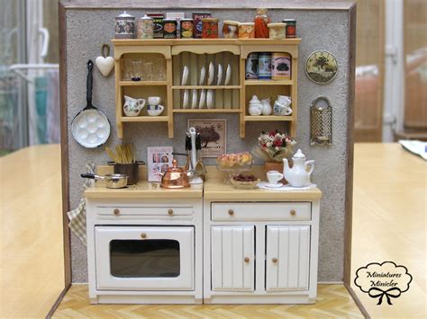 Miniature Dollhouse Kitchen Old Style Scale 1 12 By Minicler 가구 주방 미니어처