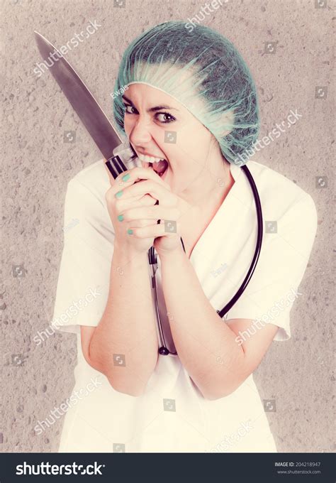 Evil Doctor Huge Knife Stock Photo 204218947 Shutterstock
